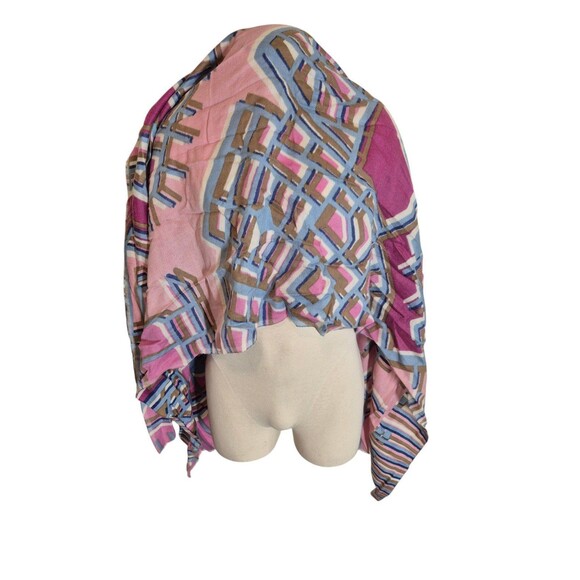 Ahujasons VTG Merino Wool Silk Pashmina Scarf Geometric Print Shawl Wrap Scarf - Picture 3 of 5